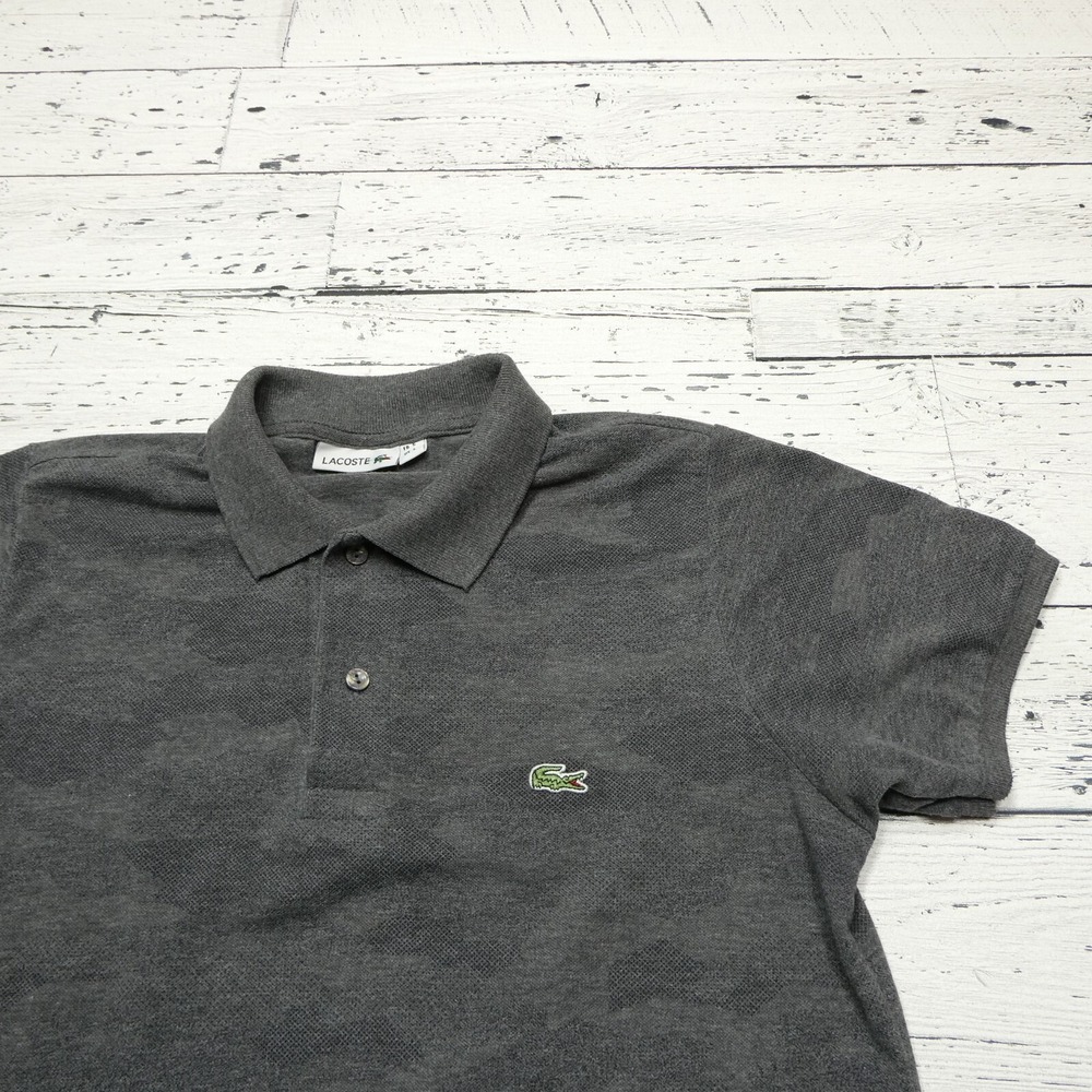 Lacoste Polo Shirt Size Large Gray Shadow Camo Short Sleeve Preppy Golf Athletic